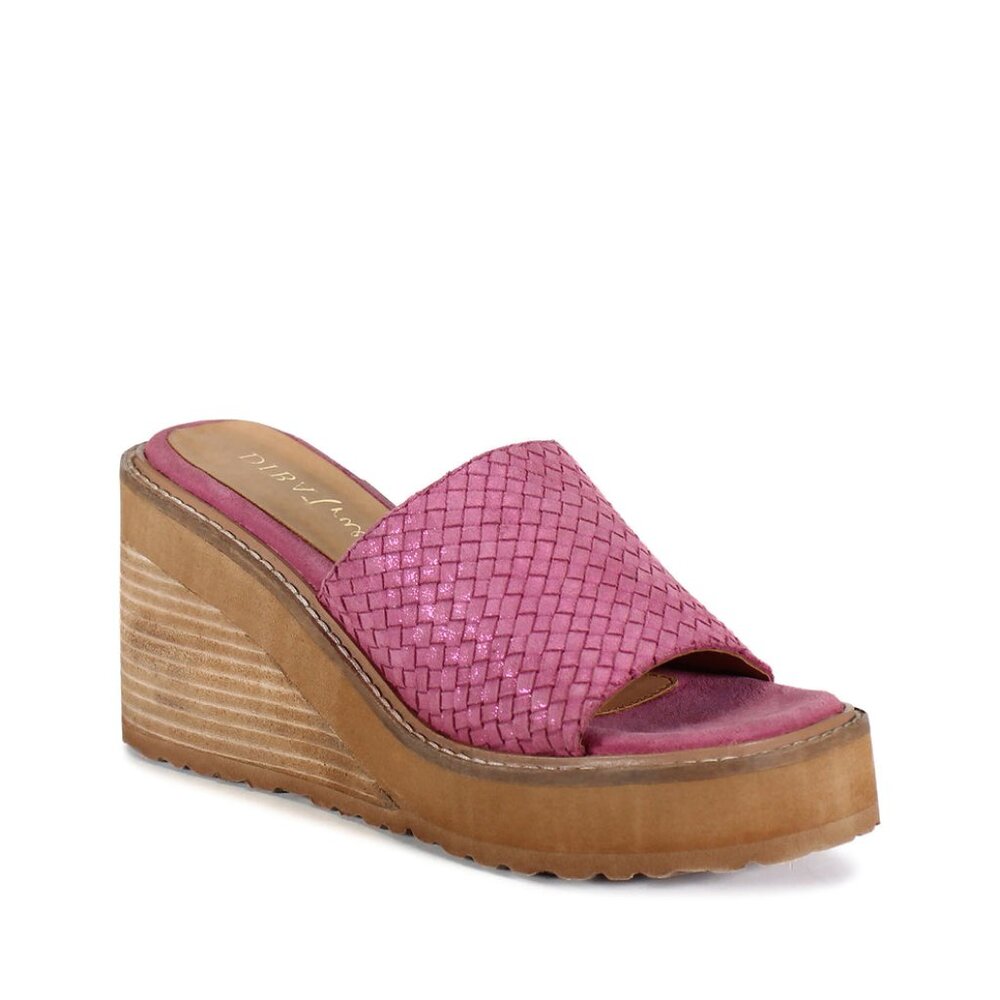 Diba True Stare Down Pink Suede Platform Wedge Sandal 9.5 Boho Beach Coastal